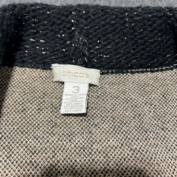 Chicos Leopard Print Long Cardigan Sweater Size‎ 3 Black Gold Cream - Picture 6 of 8